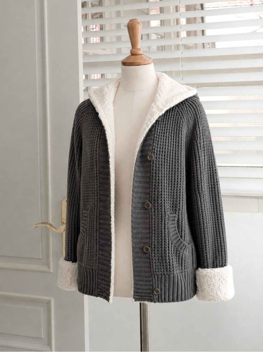 🌼 3/$15 NorthStyle Hooded Sweater Jacket - Gray, White - Size Large